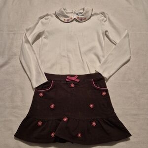 Hartstrings girls size 7 top and skirt set, Embroidered design VGUC